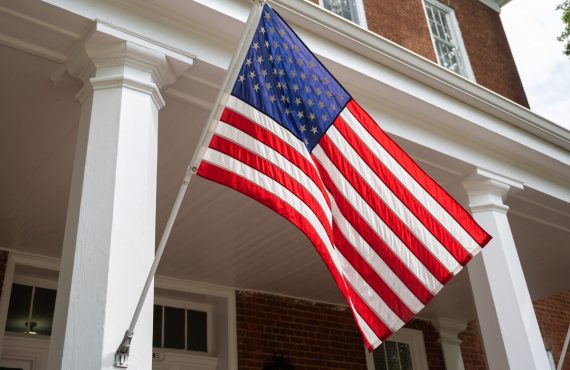 American flag at Old College